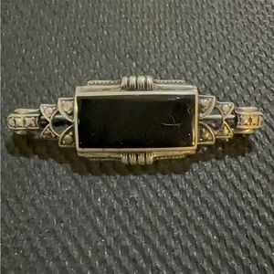 Vintage onyx and sterling pin